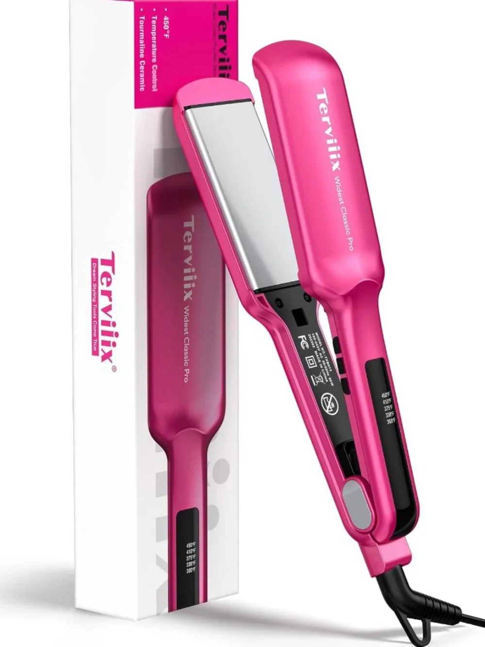 Extra Wide Flat Iron Hair Straightener, Ceramic Tourmaline for Thick Curly Hair